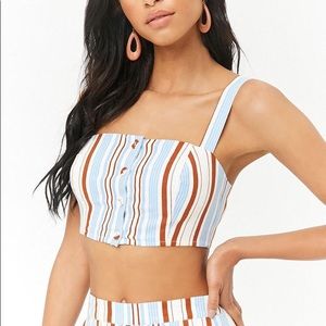 Striped Linen Blend Crop Top